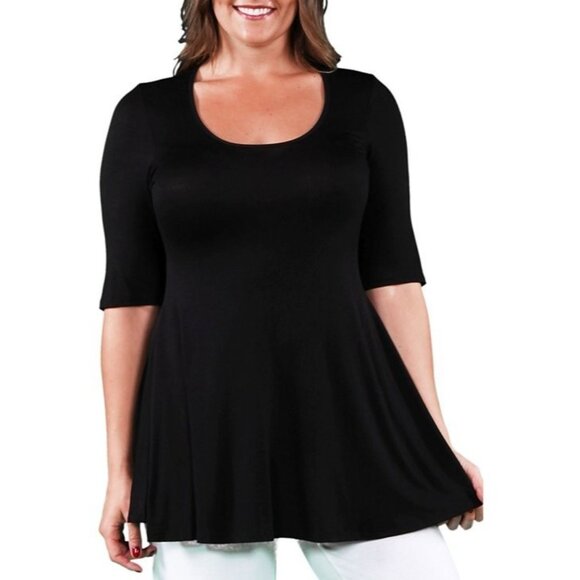 24seven Comfort Apparel Plus Size Tunic Top Black Size 3X - Picture 3 of 3